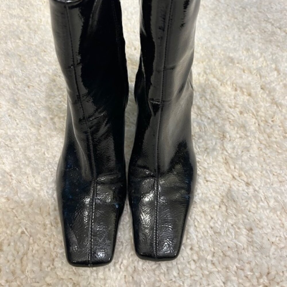 Zara Black Leather Boots Size EU 37